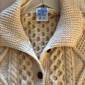 Aran Molloy Cream Handknit Women's Cardigan coat sweater